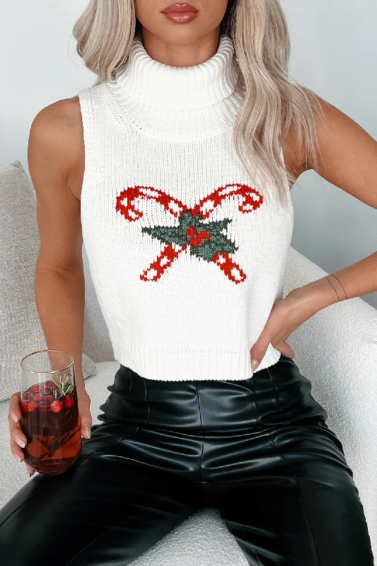 Shop clothing essentials at a fraction of the price –  Mistletoe Moment Turtleneck Sweater Tank (Off White)
