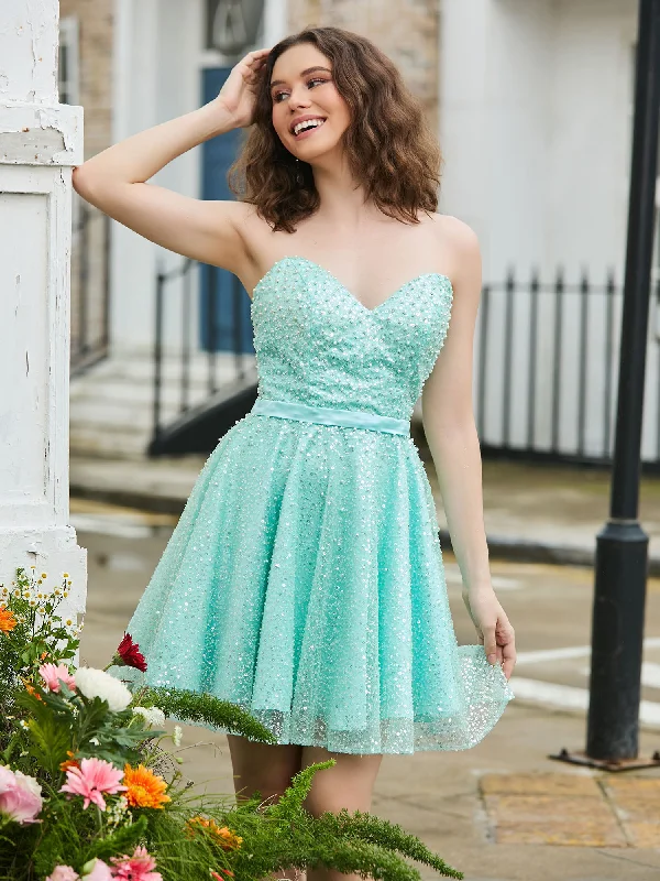 Sweetheart Sequins Beaded Adorned Cocktail Dress Spa