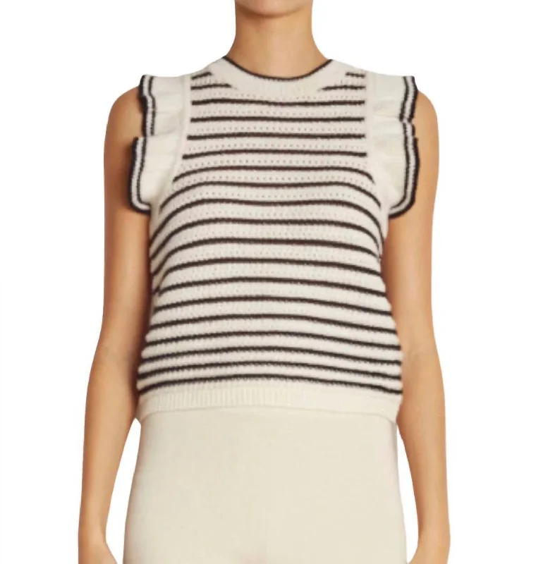 Flash sale: Save big on men's clothing this weekend!  Viola Knit Tank Sweater In Ivory/navy Stripe