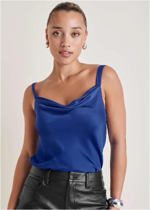 Fresh clothing styles are here – Shop now for exclusive discounts!  Cowl Neck Tank - Sodalite Blue