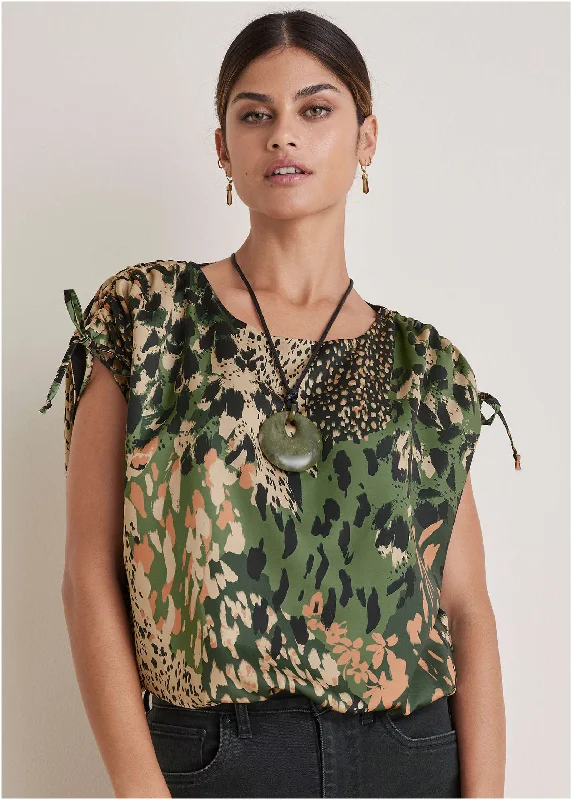 Shop fashion favorites at discounted prices – Limited time offer.  Blouson Adjustable Tank - Brushed Animal