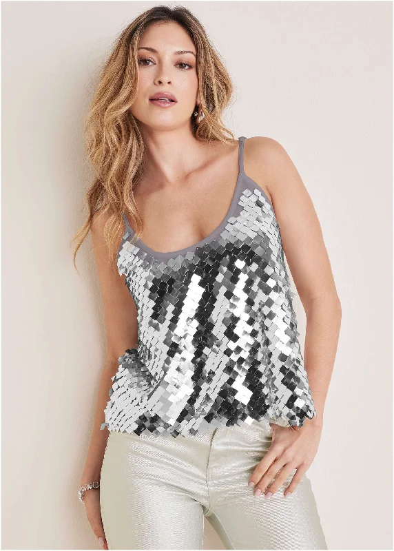 Shop affordable clothing for men  – Up to 60% off!  Mirror Sequin Tank - Mirrored Mesh Sequins