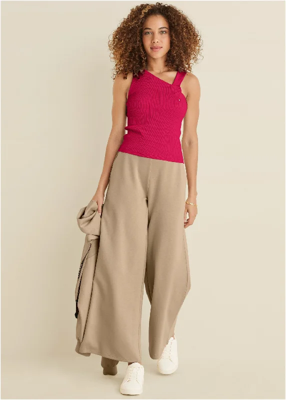 Enjoy exclusive discounts.  Twist Detail Sweater Tank - Dark Pink