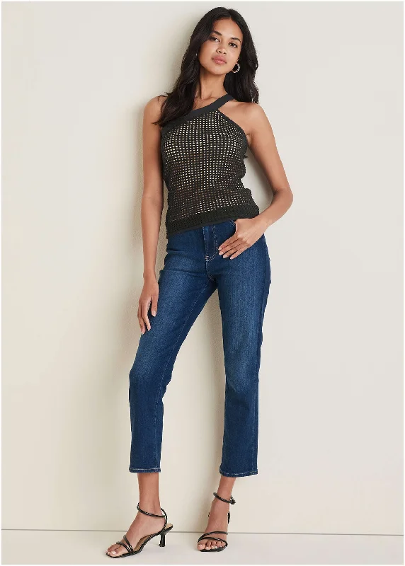 Top-rated clothing on sale – Shop now and get up to 80% off!  One-Shoulder Tank Sweater - Black