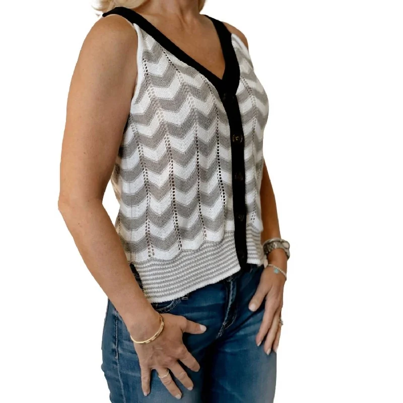 Seasonal sale  Zig Zag Sweater Tank In Grey Combo