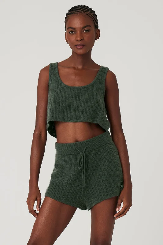 Clearance sale – shop men's clothing at discounted prices!  Cashmere Plush Waffle Cropped Tank - Dark Cactus