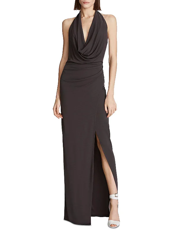 Stylish plus-size clothing for women   Emery Womens Faux Wrap Long Halter Dress