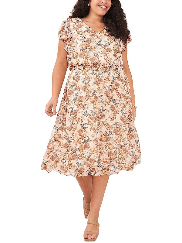 Elegant and comfortable women’s fashion wear Plus Womens Chiffon Smocked Fit & Flare Dress Elegant and comfortable women’s fashion wear Plus Womens Chiffon Smocked Fit & Flare Dress