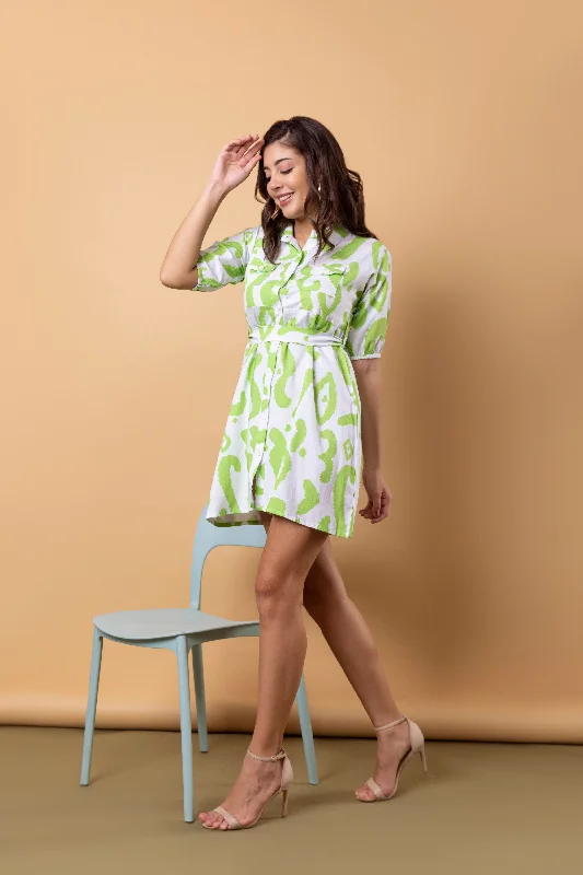 Printed Party Women's Mini Shirt Dress