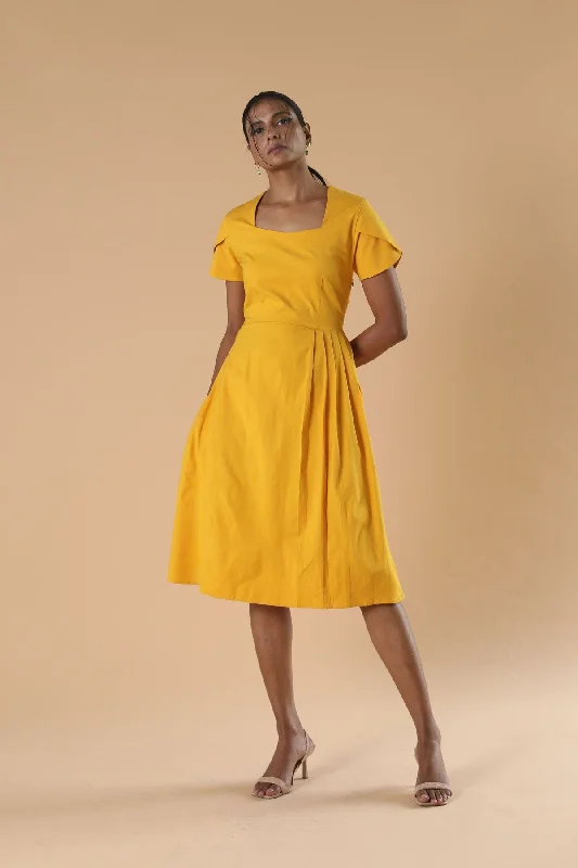 Ladies Yellow Midi Dress