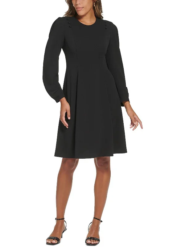 Get noticed with eye-catching women’s fashion Womens Crepe Button Shoulder Fit & Flare Dress Get noticed with eye-catching women’s fashion Womens Crepe Button Shoulder Fit & Flare Dress