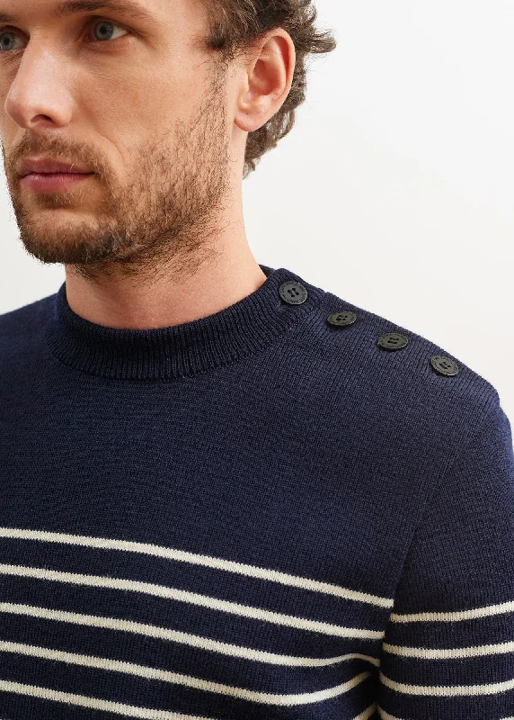 Shop affordable clothing for less – Big discounts online now. BINIC - Authentic Striped Fisherman Sweater With Shoulder Buttons in Wool | Loose Fit (NAVY / ECRU) Shop affordable clothing for less – Big discounts online now. BINIC - Authentic Striped Fisherman Sweater With Shoulder Buttons in Wool | Loose Fit (NAVY / ECRU)