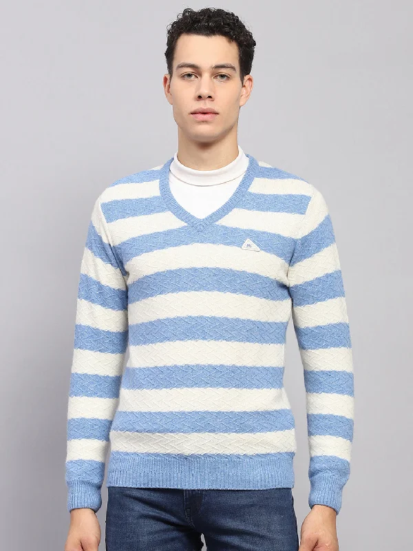 Shop stylish clothing for less – Great deals this week only. Men Blue Stripe V Neck Full Sleeve Pullover Shop stylish clothing for less – Great deals this week only. Men Blue Stripe V Neck Full Sleeve Pullover