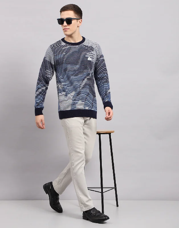 – Shop trendy clothing now. Men Navy Blue Self Design Round Neck Full Sleeve Pullover – Shop trendy clothing now. Men Navy Blue Self Design Round Neck Full Sleeve Pullover