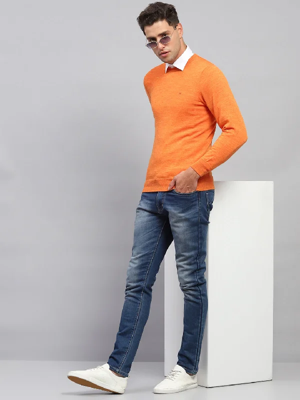 Huge savings on popular clothing styles – Men Orange Solid Round Neck Full Sleeve Pullover Huge savings on popular clothing styles – Men Orange Solid Round Neck Full Sleeve Pullover