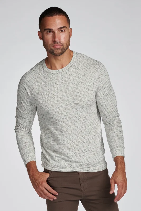 Don’t miss out – Limited-time   Men's Pullover Sweater - Light Grey Speck Stripe