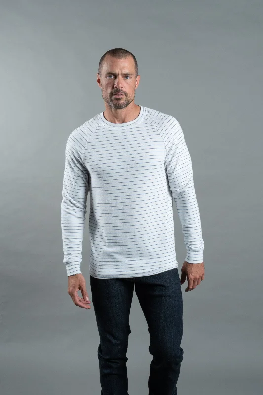 Flash deals on men’s  clothing – Grab yours today!  Men's Pullover Sweater - White & Navy Thin Stripe