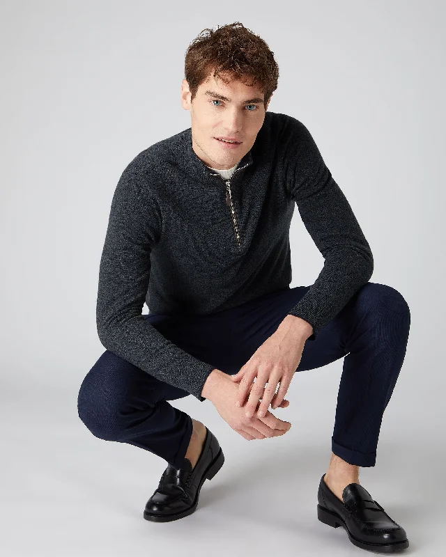 Flash sale alert! Shop fashion-forward clothing at discounted prices. Men's Carnaby Half Zip Cashmere Sweater Dark Charcoal Grey Flash sale alert! Shop fashion-forward clothing at discounted prices. Men's Carnaby Half Zip Cashmere Sweater Dark Charcoal Grey