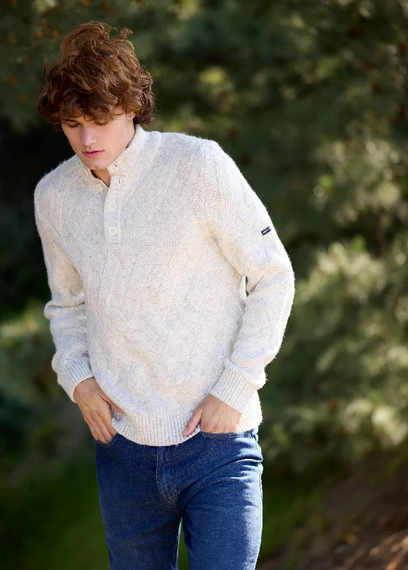 Shop now for affordable fashion – Enjoy free shipping on clothing orders. NEUCHATEL - 1/4 Buttoned, High-Collar Sweater with Structured Knit (LIGHT GRAY MELANGE) Shop now for affordable fashion – Enjoy free shipping on clothing orders. NEUCHATEL - 1/4 Buttoned, High-Collar Sweater with Structured Knit (LIGHT GRAY MELANGE)