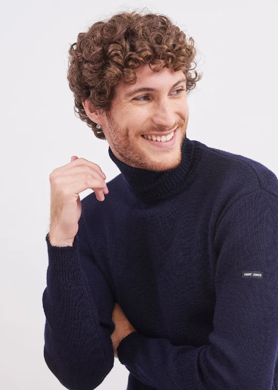 Shop smart, save big – men’s clothing sale on now!  ROULE - Turtleneck Breton Sweater for Men | Slim Fit | 100% Wool  (NAVY)