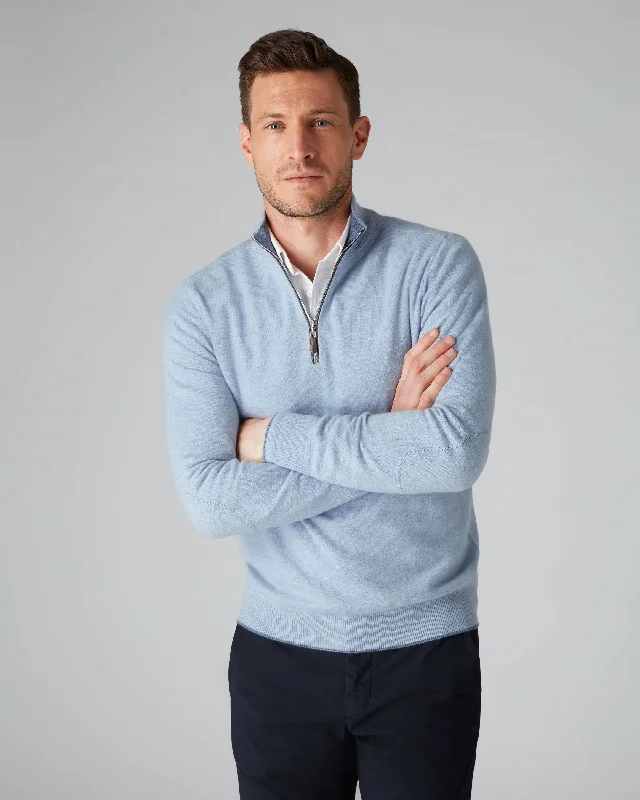 Shop trendy clothing at amazing prices – exclusive deals! Men's Carnaby Half Zip Cashmere Sweater Cornflower Blue Shop trendy clothing at amazing prices – exclusive deals! Men's Carnaby Half Zip Cashmere Sweater Cornflower Blue