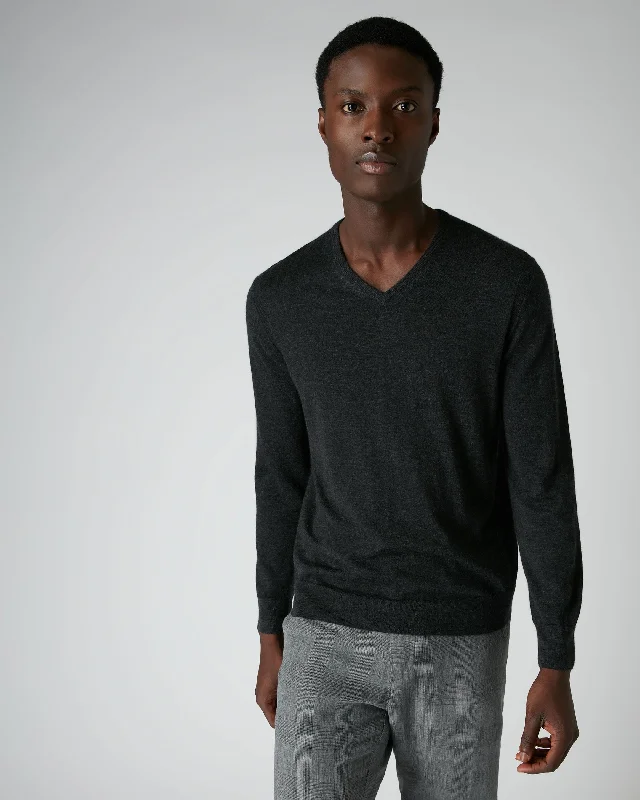 Huge savings on popular clothing styles – Men's Conduit Fine Gauge Cashmere V Neck Sweater Dark Charcoal Grey Huge savings on popular clothing styles – Men's Conduit Fine Gauge Cashmere V Neck Sweater Dark Charcoal Grey