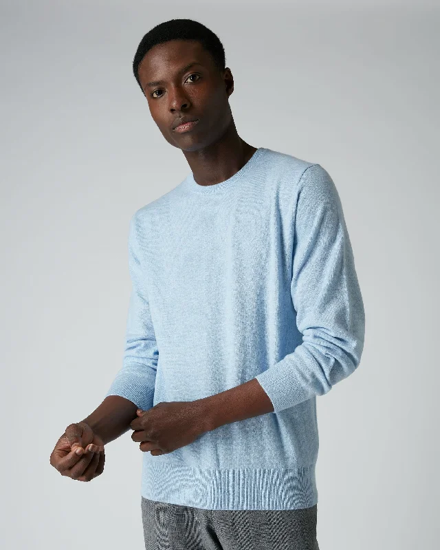 Exclusive clothing deals for customers – Shop today! Men's Oxford Round Neck Cashmere Sweater Cornflower Blue Exclusive clothing deals for customers – Shop today! Men's Oxford Round Neck Cashmere Sweater Cornflower Blue
