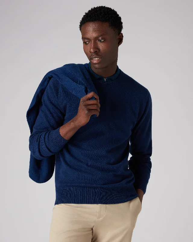 Shop exclusive offers on men’sapparel Men's Oxford Round Neck Cashmere Sweater French Blue Shop exclusive offers on men’sapparel Men's Oxford Round Neck Cashmere Sweater French Blue