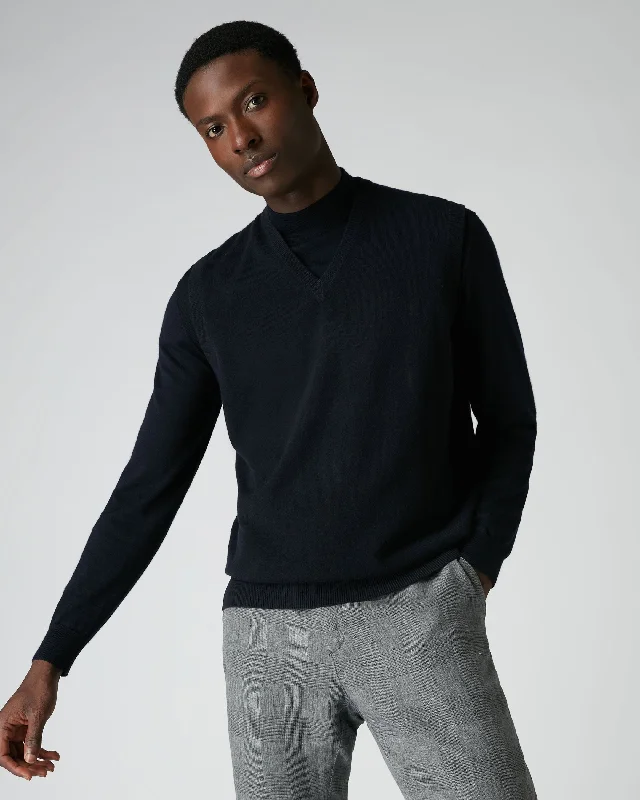 Shop clothing essentials at a fraction of the price – Men's Westminster Cashmere Slipover Navy Blue Shop clothing essentials at a fraction of the price – Men's Westminster Cashmere Slipover Navy Blue