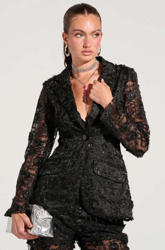 CELEBRATION TIME LACE BLAZER IN BLACK