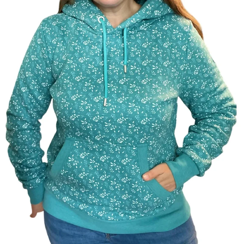 Dainty Leaf Hoodie In Teal