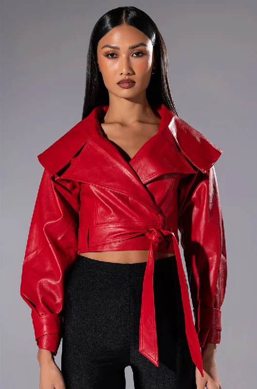 THE DRAMA HIGH COLLAR CROP MOTO