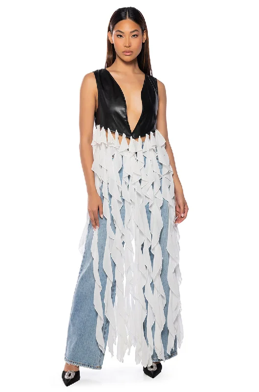 UH OH HONEY WATERFALL RUFFLE VEST