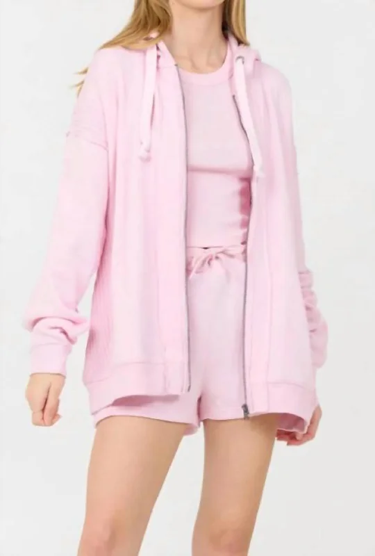 Ultra Soft Fleece Hoodie In Pink