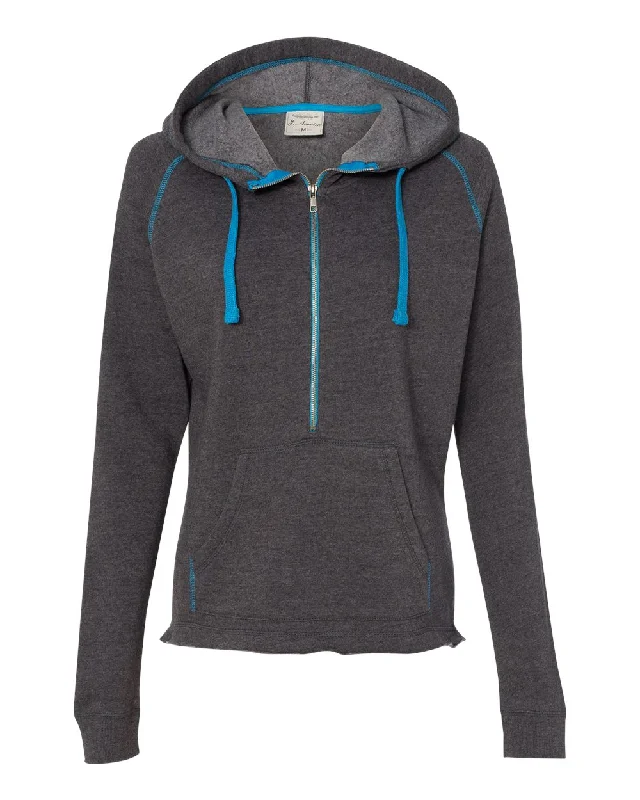 Women's Half-Zip Triblend Hooded Pullover Sweatshirt