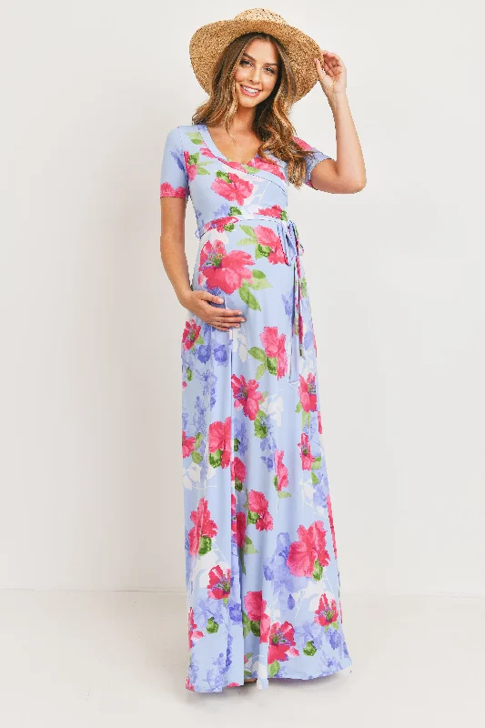 Floral Ity Jersey Maternity/Nursing Maxi Dress