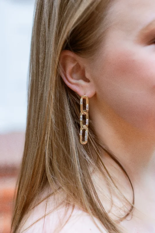 Gold Plated Chain Link Linear Earrings