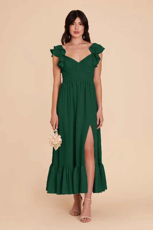 Michelle Chiffon Dress - Forest Green