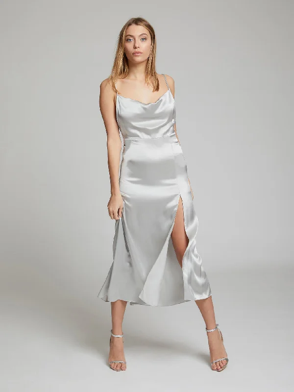 Selah silk dress in silver