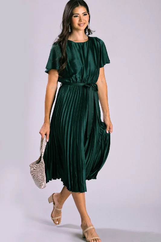 Selena Satin Pleated Dress