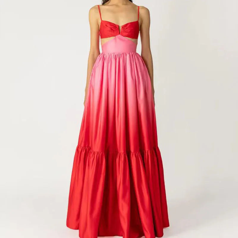 Chic and comfortable clothing for busy women Spaghetti Strap Gradient Backless Dress Chic and comfortable clothing for busy women Spaghetti Strap Gradient Backless Dress