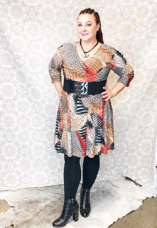 A perfect wardrobe for fashionable women   Berry/Multi V-Neck Dress