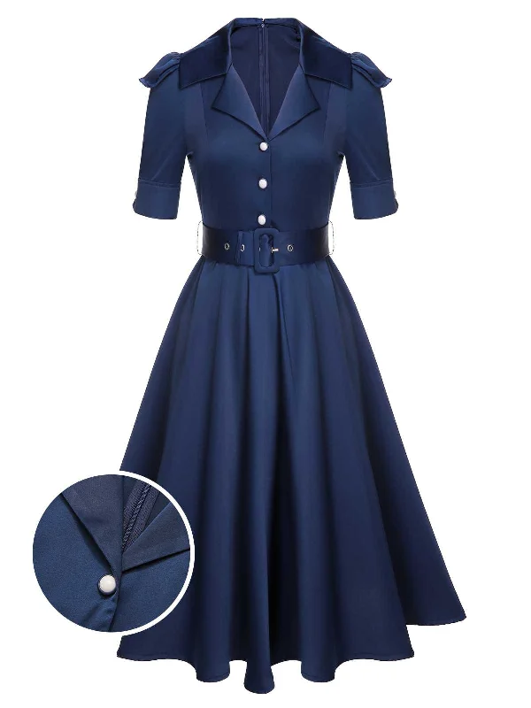 Look and feel your best in our women’s wear Blue 1940s Solid Short Sleeves Lapel Dress Look and feel your best in our women’s wear Blue 1940s Solid Short Sleeves Lapel Dress