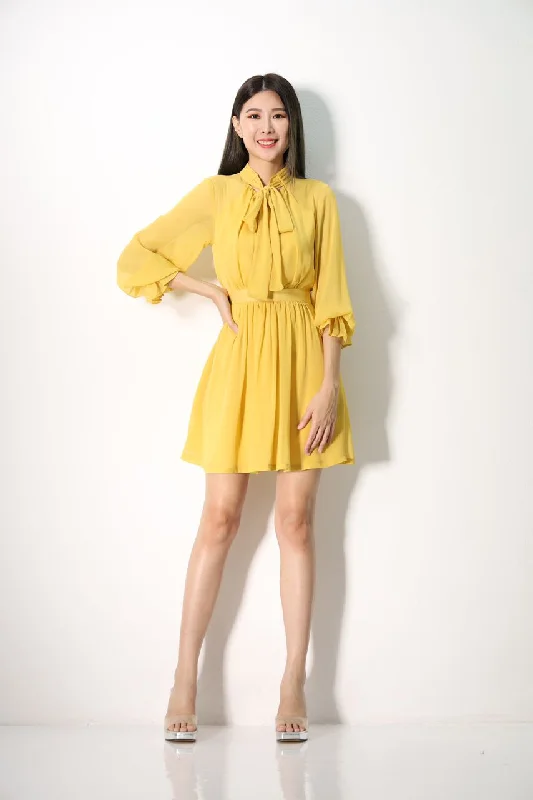 Fashionable clothing to fit every body type   Bow Tie Romantic Chiffon Dress