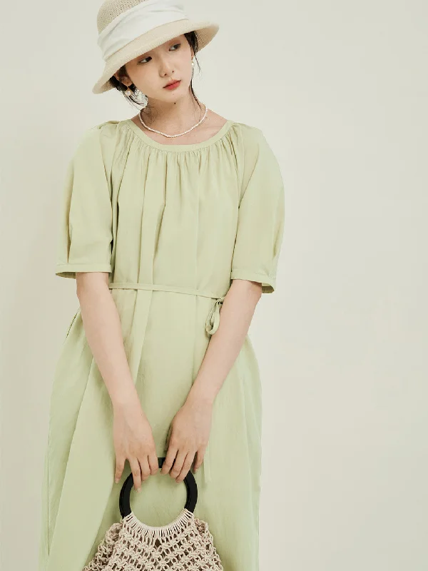 Feminine fashion to express your unique style   Chowxiaodou Stylish Flared Hem Tencel Dress