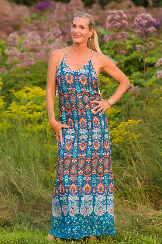A perfect wardrobe for fashionable women   Mozambique Dress / Orange Teal
