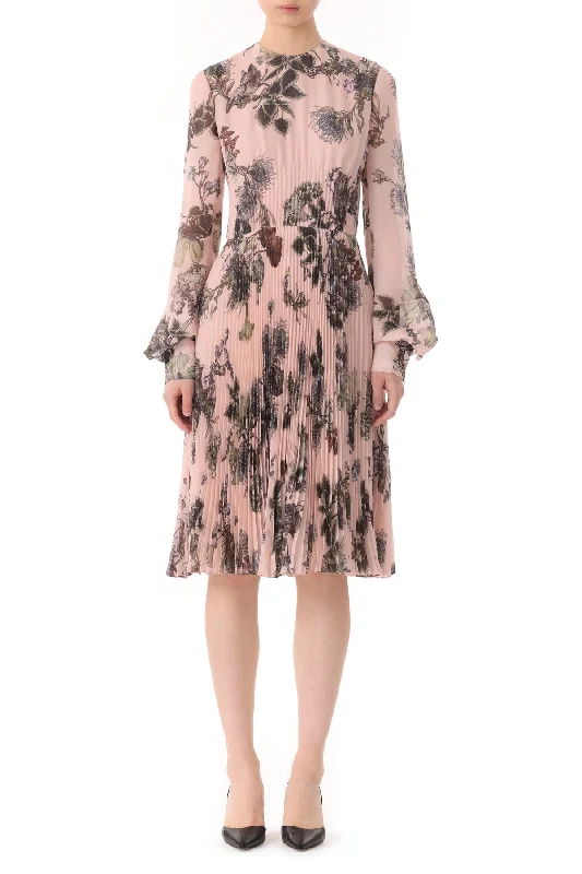 Dress up or down with these versatile pieces   FOREST FLORAL LONG SLEEVE PLEATED DRESS