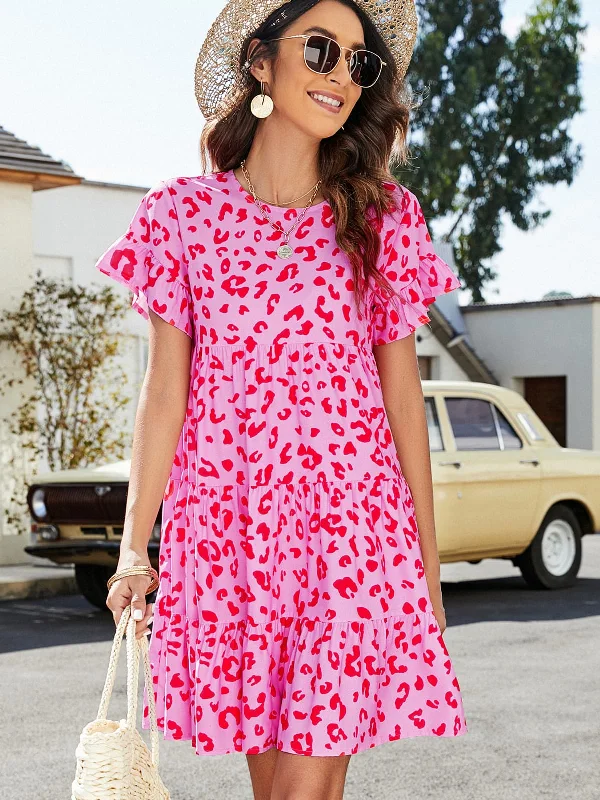 Fashionable, yet affordable women’s apparel Leopard Short Flounce Sleeve Tiered Dress Fashionable, yet affordable women’s apparel Leopard Short Flounce Sleeve Tiered Dress