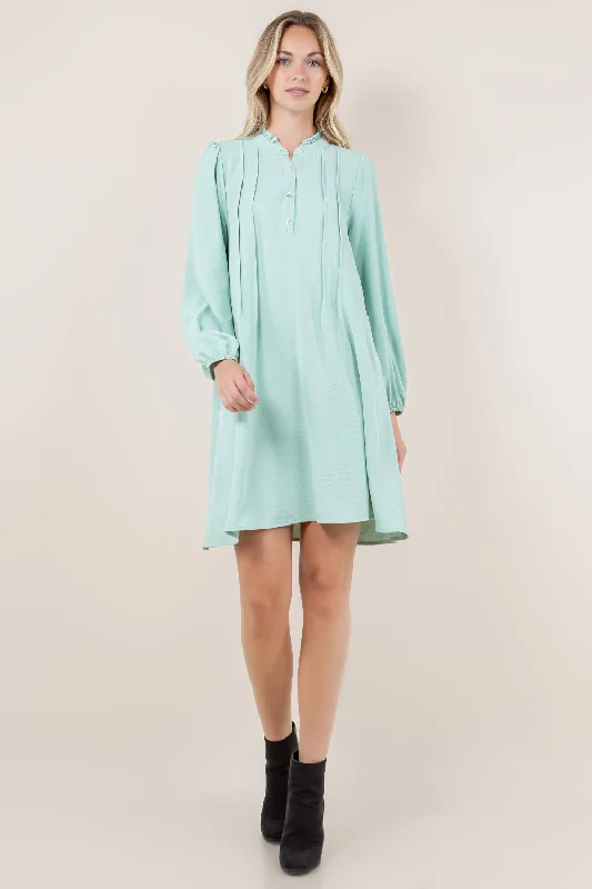 Bold and sophisticated looks for every woman LS RUFFLE MANDARIN COLLAR TRAPEZE DRESS - D3503-AFLW Bold and sophisticated looks for every woman LS RUFFLE MANDARIN COLLAR TRAPEZE DRESS - D3503-AFLW