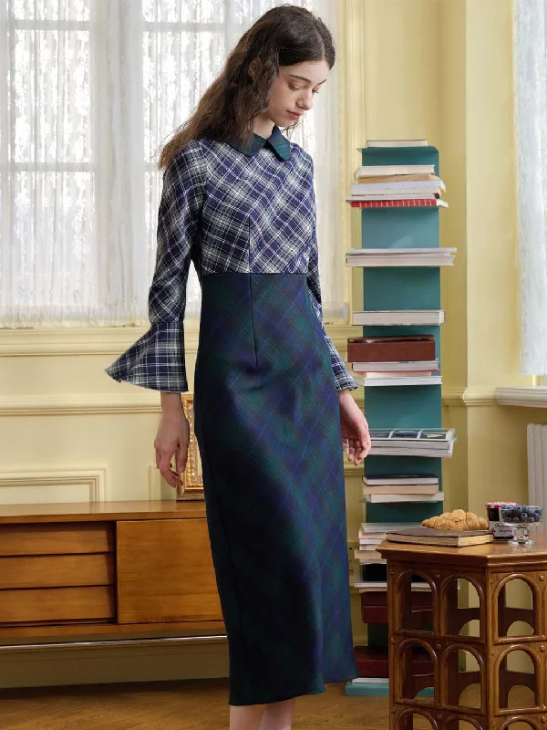 Dress to impress with elegant women’s wear   Madeline Peter Pan Collar Plaid Print Flare Sleeve Dress